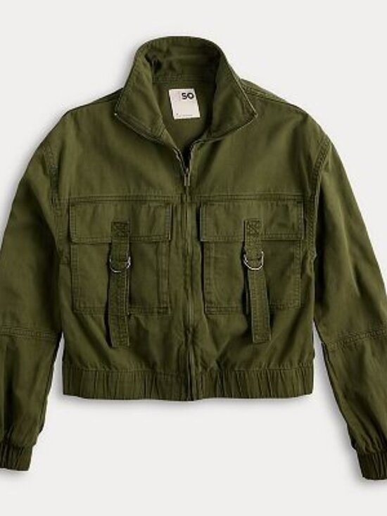 SO Jackets & Blazers - Juniors' SO Military-Style Cropped Utility Jacket in Olive/army green shade; NWT